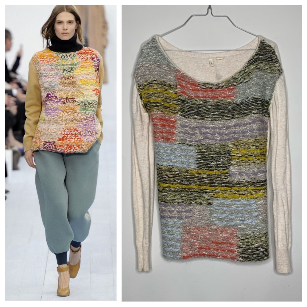 Anthropologie Moth Multicolor Crew Neck Sweater